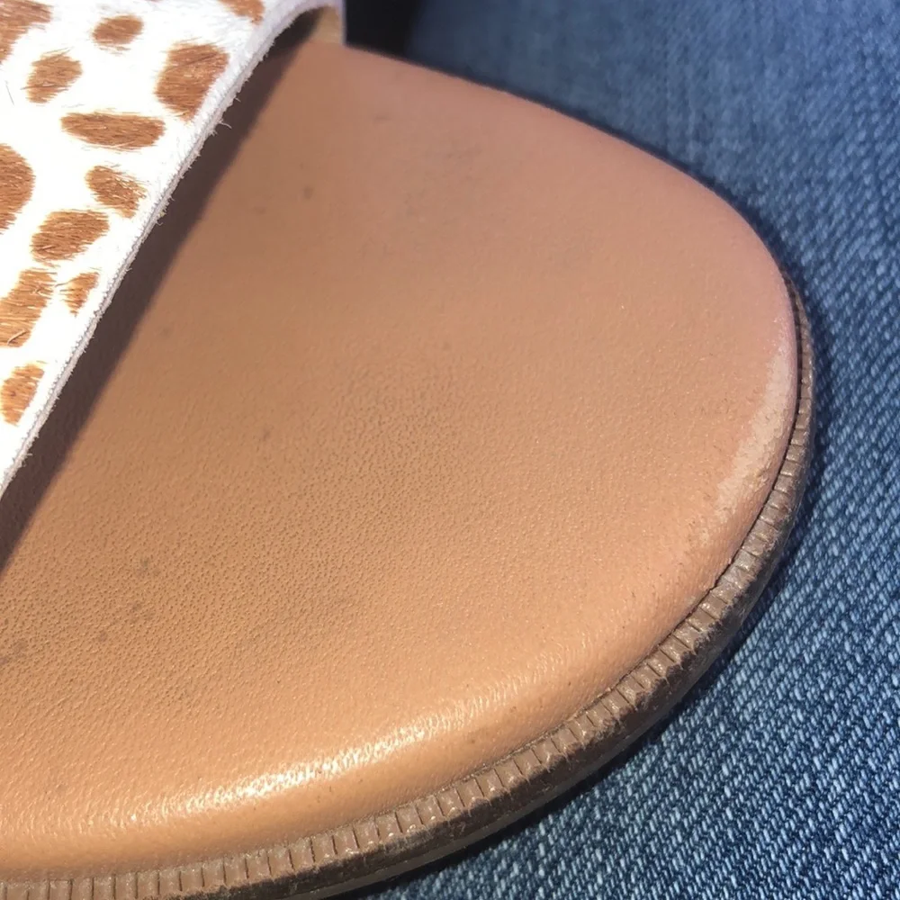 Madewell The Ilana Slide Sandal in Calf Hair size 6 seaside blue Wash leather​​ - Picture 4 of 11